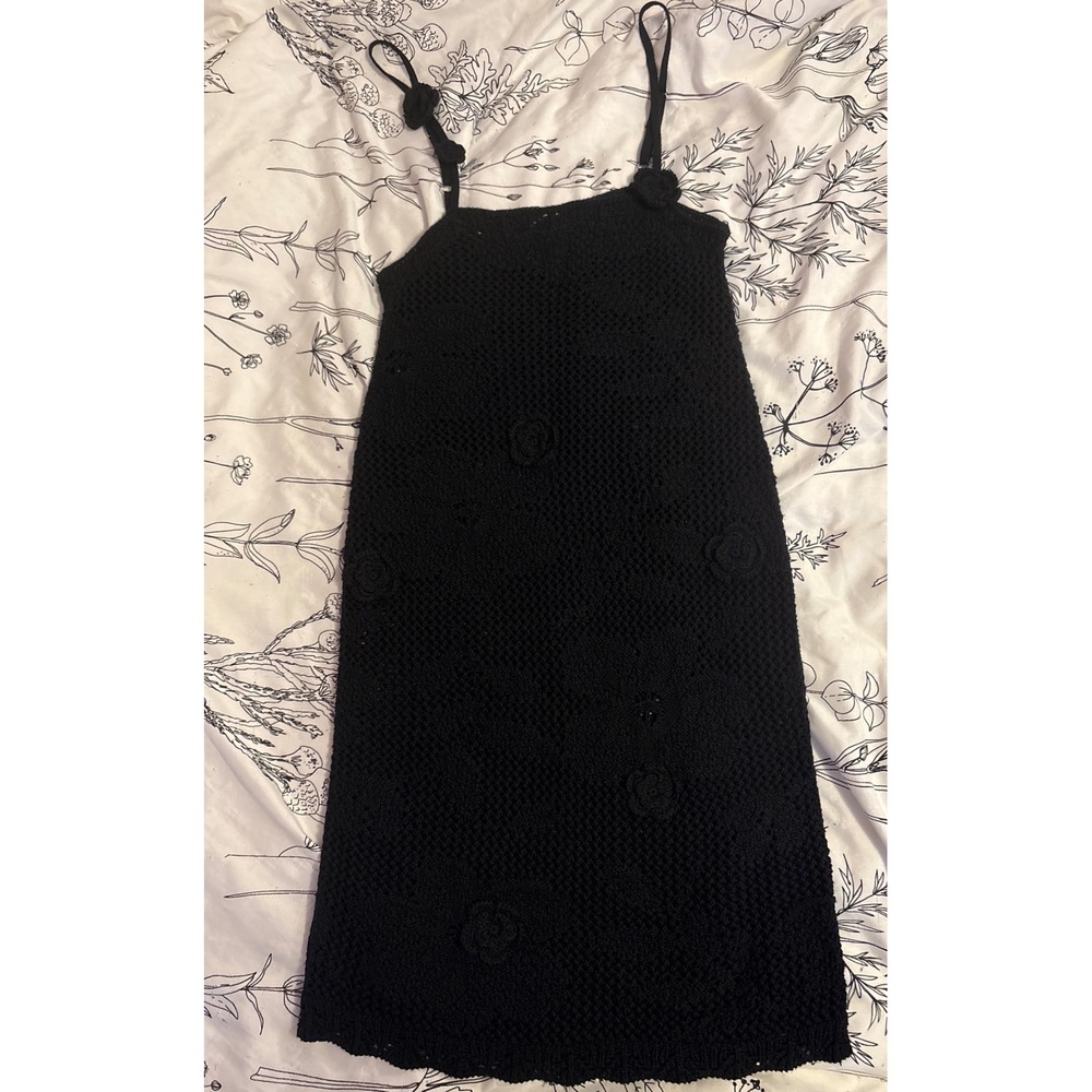 NEW Wild Fable Black Crochet Swim Coverup Mini Dress, Size XXS‎